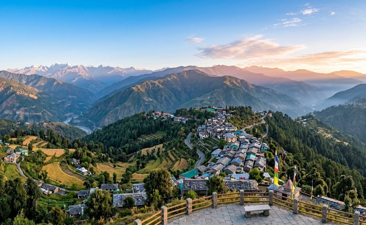 Hillside village with terraced fields in Chakrata