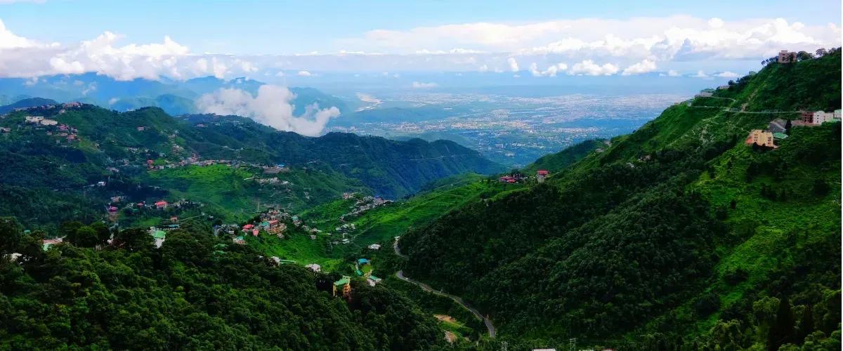 Sweeping valley and town view near Dehradun
